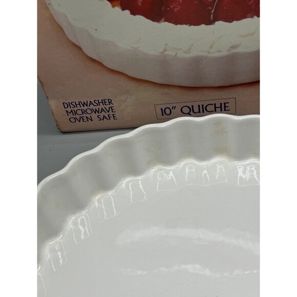 Cordon Bleu 10" Ceramic Quiche Dish White Round Bakeware ripple serveware READ - Picture 4 of 9